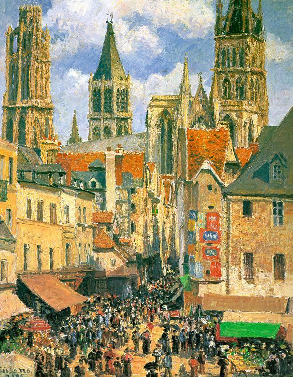 Camille Pissaro The Old Market Town at Rouen china oil painting image